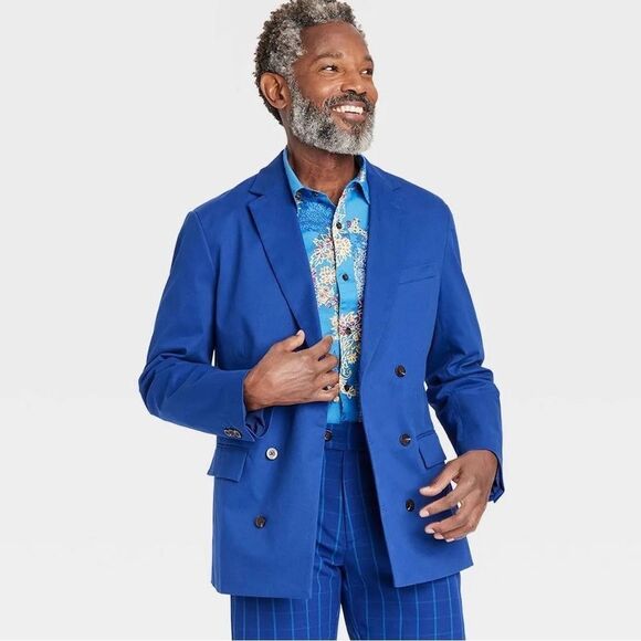 NWT Houston White Adult Unisex Double-Breasted Blazer Jacket Full Lining Blue L - Picture 13 of 13